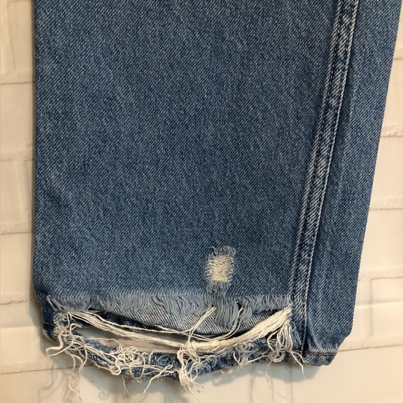 Good American 90's Duster Women's Indigo Distressed Denim Crop Blue Jeans 10/30I - Picture 5 of 10